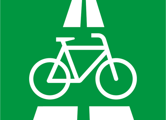 Die Kennzeichnung für den Radschnellweg Ruhr RS1. 