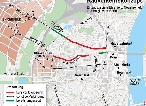Übersichtskarte der zukünftigen Radverkehrsachsen