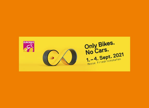 Visual Eurobike 2021 mit dem Slogan Only Bikes No Cars