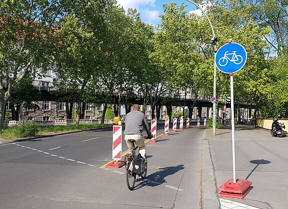 Pop-up-Bike-Lane in Berlin.