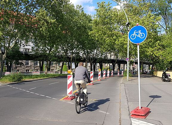 Pop-up-Radweg in Berlin.
