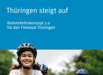 Titelcover der Broschüre Thüringen steigt auf. Radverkehrskonzept 2.0 (beschnitten)